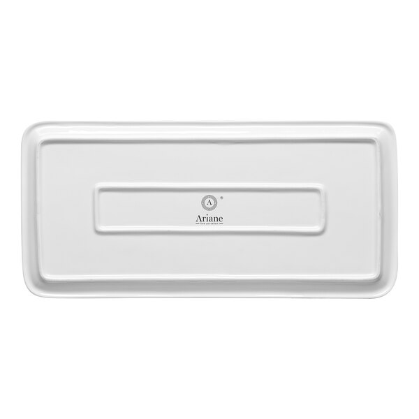 A rectangular white porcelain tray with a smooth surface and slightly raised edges.