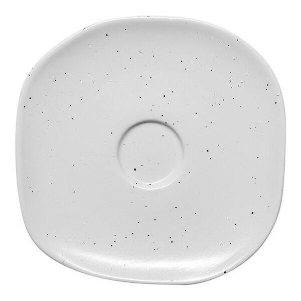 An Ariane Earth porcelain saucer with speckled dots.