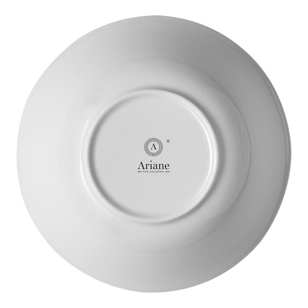 A white porcelain bowl shown from the bottom with the Ariane brand logo and text.