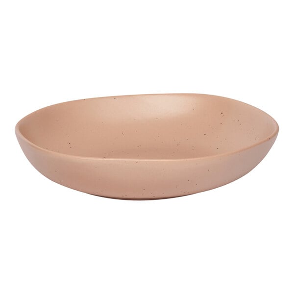An Ariane Earth porcelain plate with a speckled surface and brown rim.