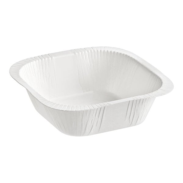 A white square Solut paperboard baking pan.