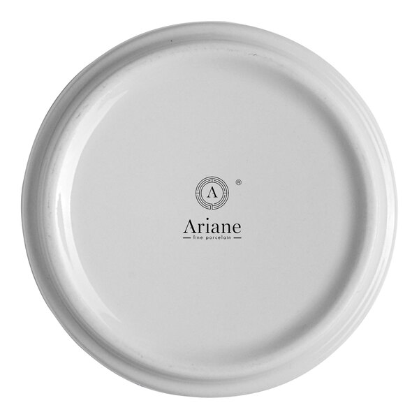 A round, warm white porcelain soup bowl with the Ariane logo on the bottom.