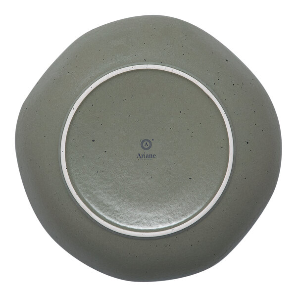 An Ariane mist green porcelain plate with white dots and a white rim.