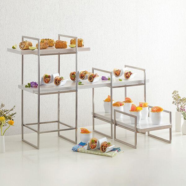 American Metalcraft 10" x 10" x 16 1/2" Stainless Steel Two-Tier Display Riser