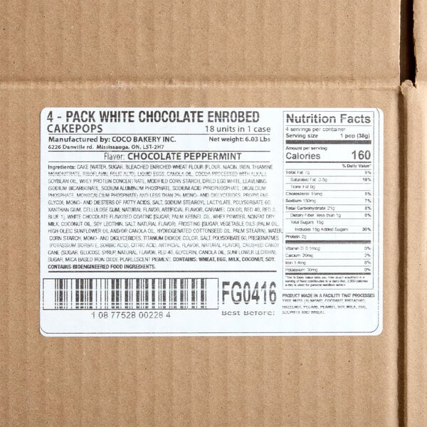 Coco Bakery Peppermint Candy Cake Pop 1.34 oz. - 72/Case