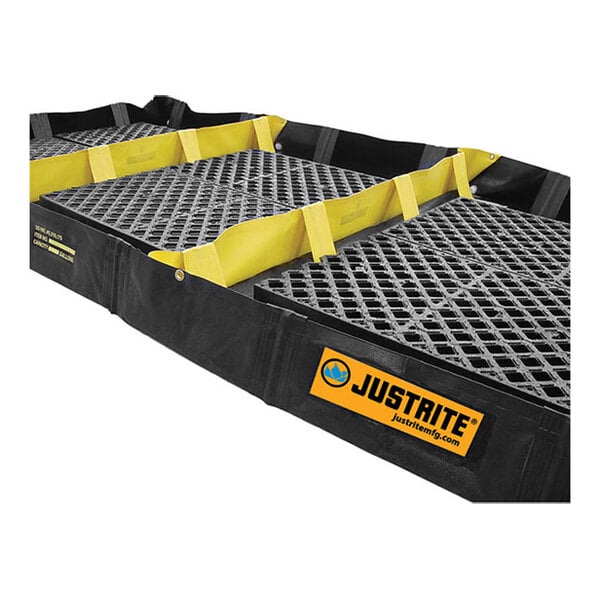 A large foldable decontamination spill containment berm with three zones, designed for hazardous material containment.