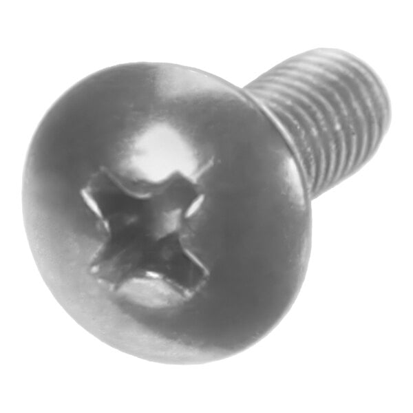 A close-up of a Scotsman screw with a hole in it.