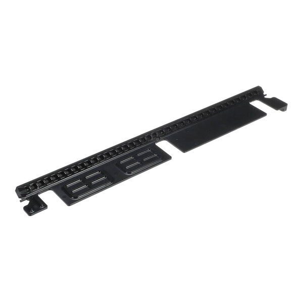 A black plastic Scotsman curtain assembly rack with two holes.
