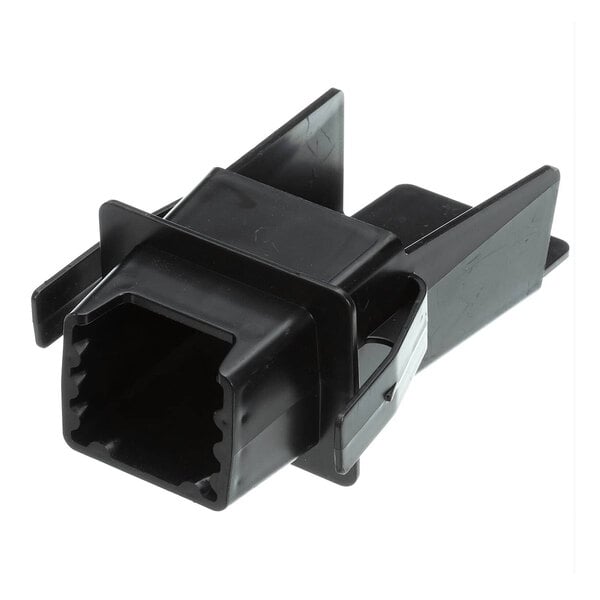 A black plastic Hoshizaki spout with a square hole.