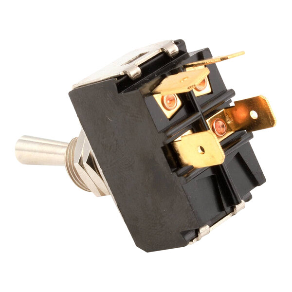 A black and gold Hoshizaki toggle switch with two gold pins.