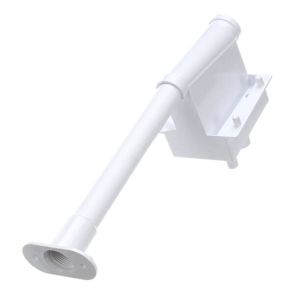 A close up of a white plastic pipe with a screw.