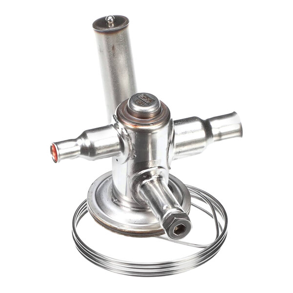 A Delfield therm expansion valve for R290 refrigerant with a metal pipe.