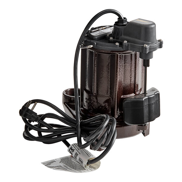 A Liberty Pumps 257 1 1/2-inch effluent and sump pump with a vertical magnetic float switch, 1/3 horsepower, and 115V power.