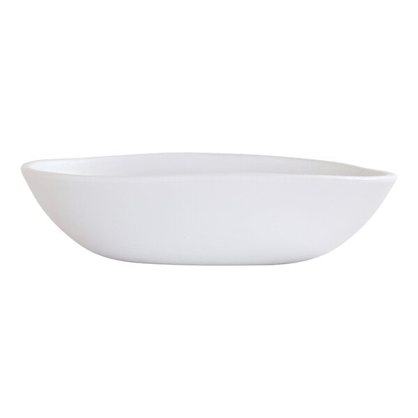 A close up of a Cal-Mil white melamine pasta bowl.