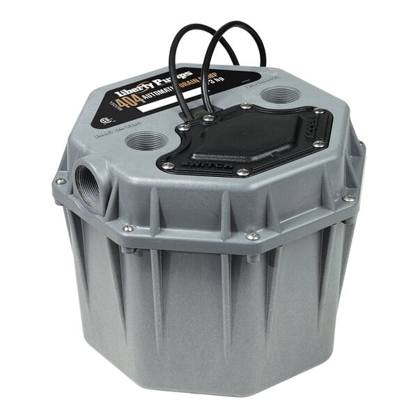 A Liberty Pumps 404 drain pump with black wires.