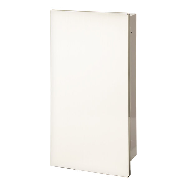 A white steel fire extinguisher cabinet with a solid door and fully recessed design.