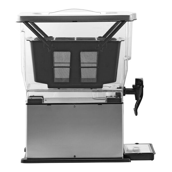 A 3-gallon brushed stainless steel and Tritan plastic hands-free cold brew system.