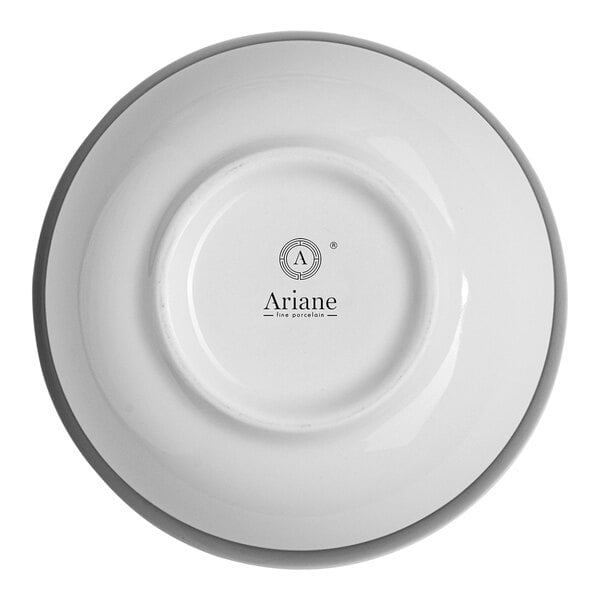 A round white porcelain bowl with the Ariane logo on the bottom.