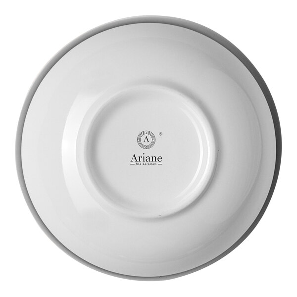 A white round porcelain bowl with the Ariane logo on the bottom.