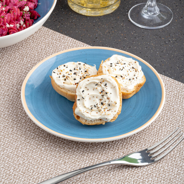 Ariane Twister 7" Blue Round Rimless Coupe Porcelain Plate - 12/Case