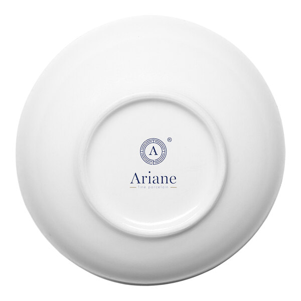 A white porcelain coupe bowl with the Ariane logo on the bottom.