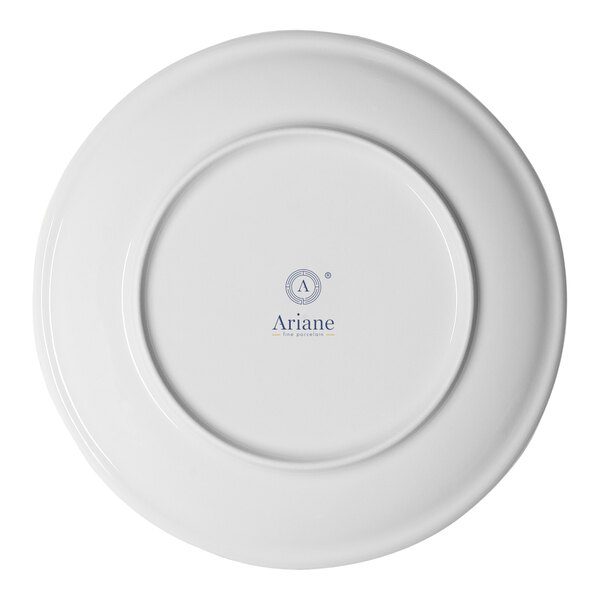 A round, white porcelain plate with a smooth, rimless design.