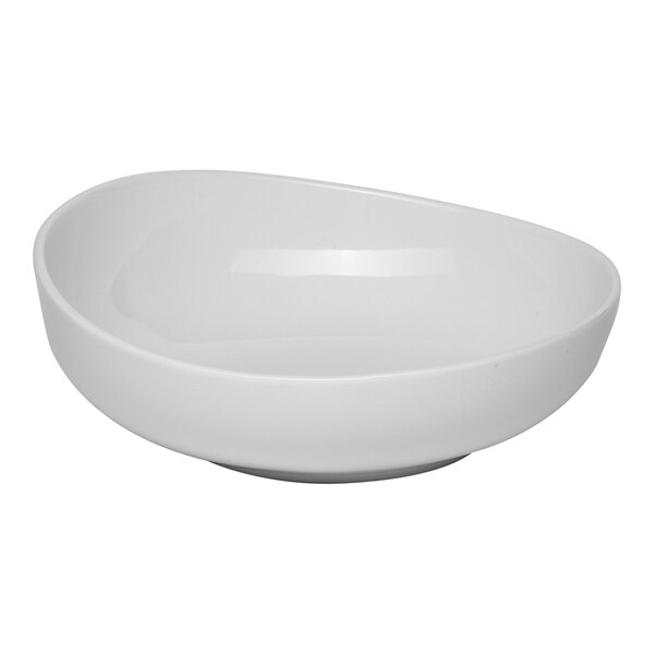 A white round slanted porcelain coupe bowl.