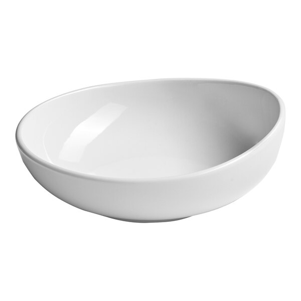 A white slanted porcelain coupe bowl.