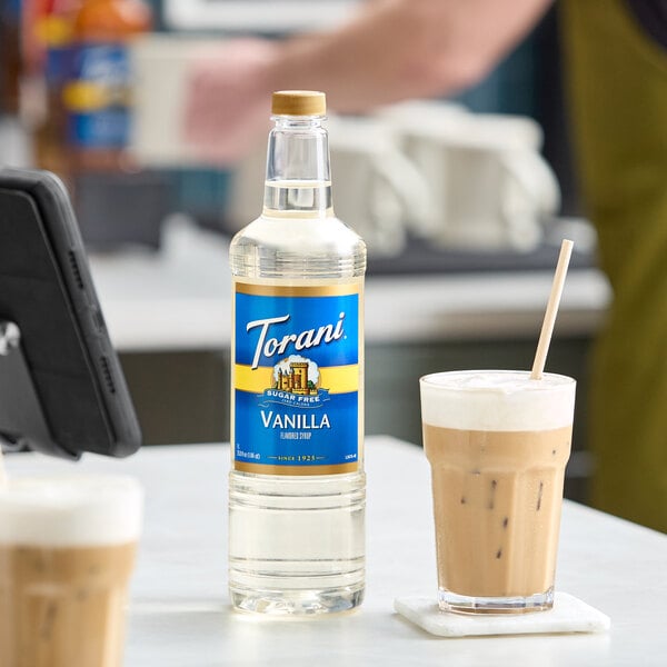 Torani Sugar-Free Vanilla Flavoring Syrup Plastic Bottle 1 Liter