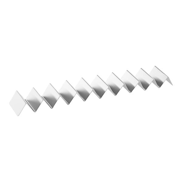 A stainless steel mini taco holder with nine or ten compartments.