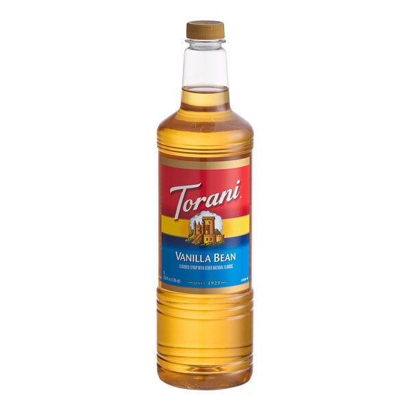Torani Vanilla Bean Flavoring Syrup Plastic Bottle 1 Liter - 6/Case