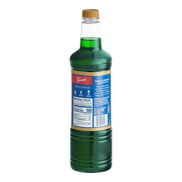Torani Creme de Menthe Flavoring Syrup Plastic Bottle 1 Liter - 6/Case