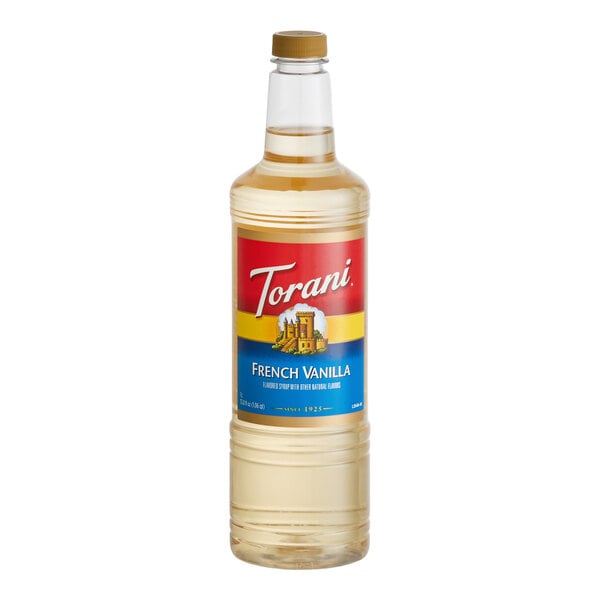 Torani French Vanilla Flavoring Syrup Plastic Bottle 1 Liter - 6/Case