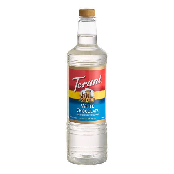 Torani White Chocolate Flavoring Syrup Plastic Bottle 1 Liter - 6/Case