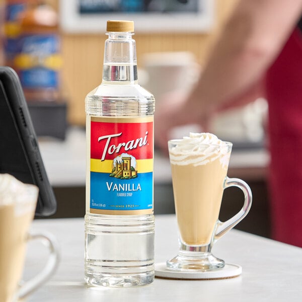 Torani Vanilla Flavoring Syrup Plastic Bottle 1 Liter - 6/Case