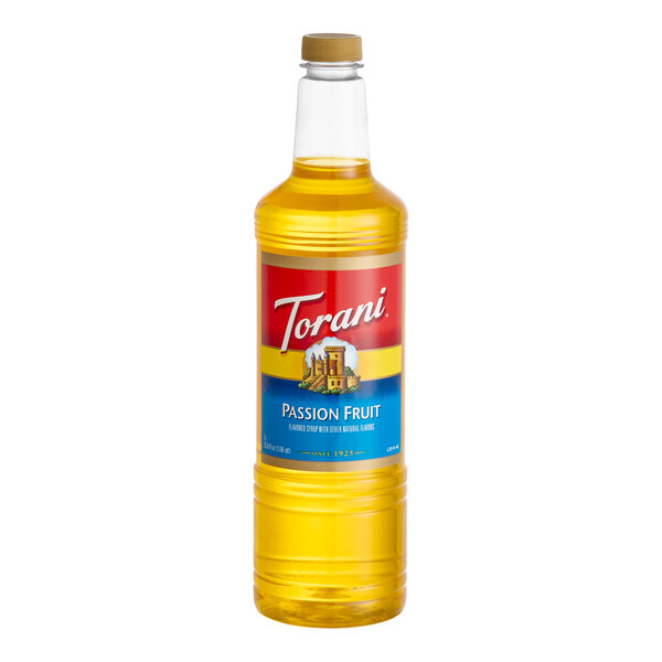 Torani Passion Fruit Flavoring / Fruit Syrup Plastic Bottle 1 Liter - 6/Case