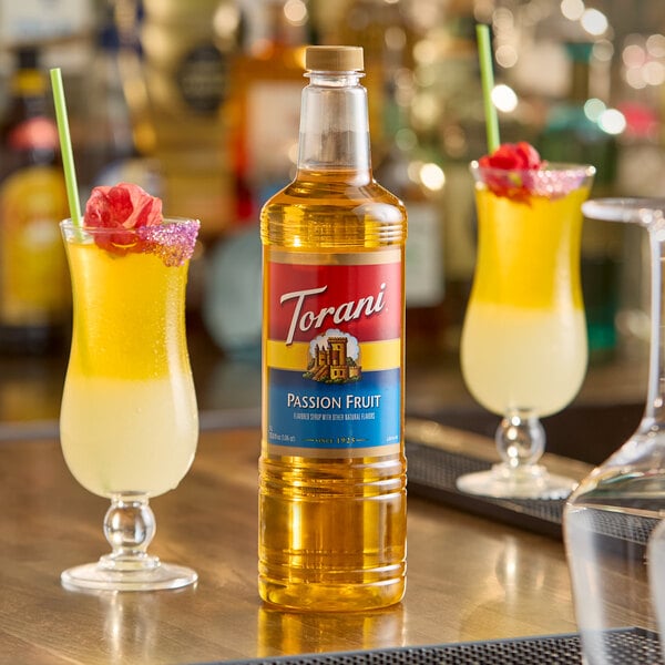 Torani Passion Fruit Flavoring / Fruit Syrup Plastic Bottle 1 Liter - 6/Case