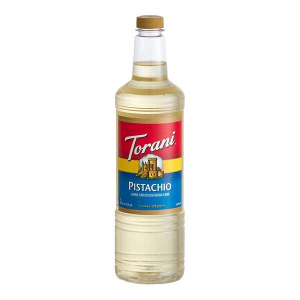 Torani Pistachio Flavoring Syrup Plastic Bottle 1 Liter - 6/Case