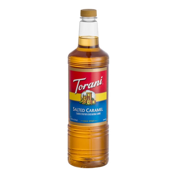 Torani Salted Caramel Flavoring Syrup Plastic Bottle 1 Liter - 6/Case