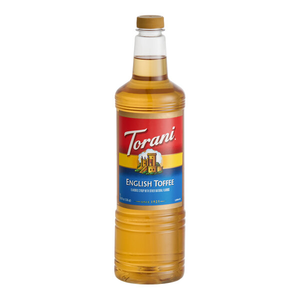 Torani English Toffee Flavoring Syrup Plastic Bottle 1 Liter - 6/Case