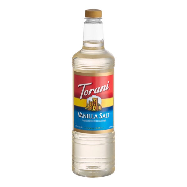 Torani Vanilla Salt Flavoring Syrup Plastic Bottle 1 Liter - 6/Case