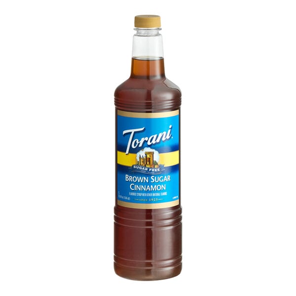 Torani Sugar-Free Brown Sugar Cinnamon Flavoring Syrup Plastic Bottle 1 Liter