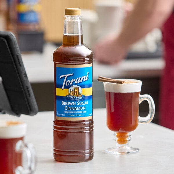 Torani Sugar-Free Brown Sugar Cinnamon Flavoring Syrup Plastic Bottle 1 Liter