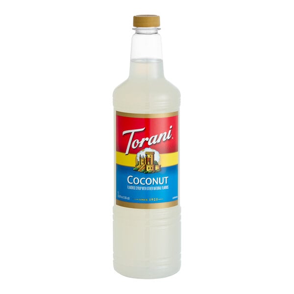 Torani Coconut Flavoring Syrup Plastic Bottle 1 Liter - 6/Case