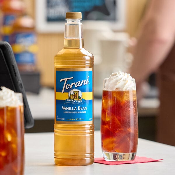 Torani Sugar-Free Vanilla Bean Flavoring Syrup Plastic Bottle 1 Liter
