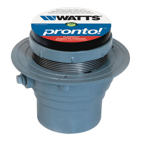 A round adjustable cast iron floor cleanout with a nickel bronze cover, 3-inch no-hub outlet, and integrated level.