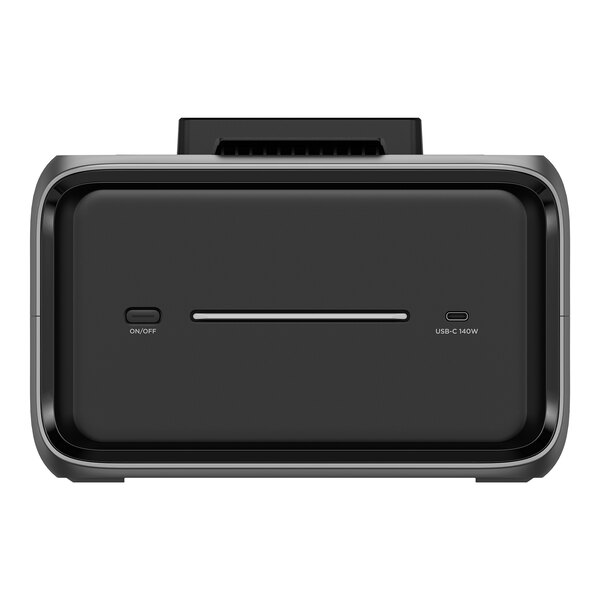 A black EcoFlow RIVER 3 Plus EFEB600 lithium-ion extra battery with a 572 watt-hour capacity, featuring an on/off button and a USB-C 140W port.