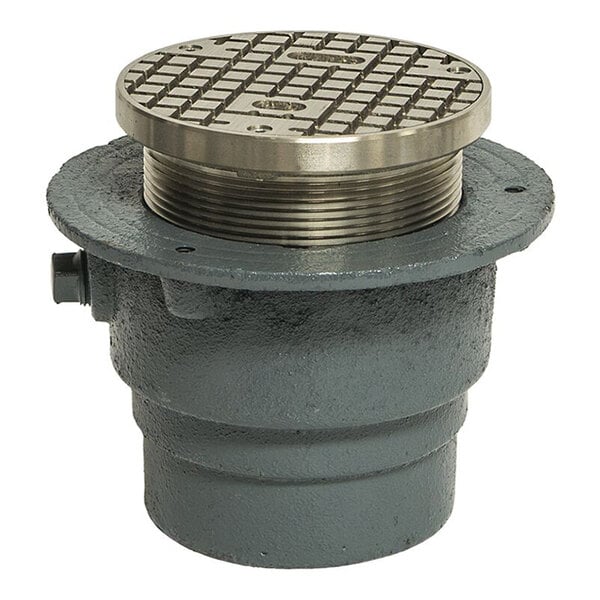 Watts CO-204-RX 5" Round Extra Heavy-Duty Adjustable Cast Iron Floor Cleanout with Nickel Bronze Cover and 4" No-Hub Outlet