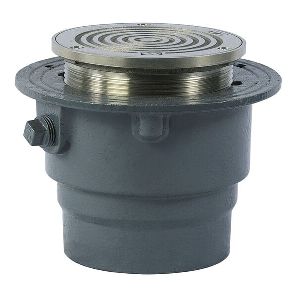 Watts CO-204-R 5" Round Medium-Duty Adjustable Cast Iron Floor Cleanout with Nickel Bronze Cover and 4" No-Hub Outlet