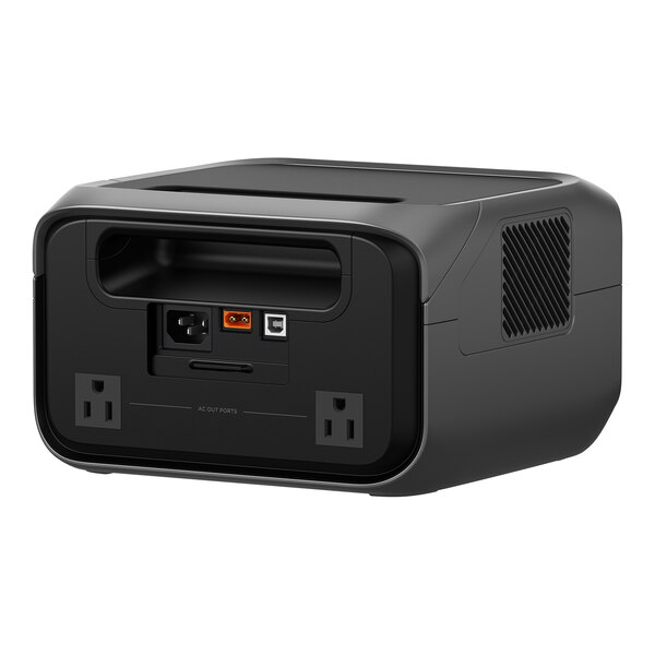 A black EcoFlow RIVER 3 Plus portable power station with multiple AC and DC output ports.